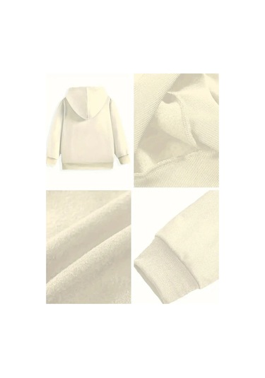 Kışlık Kapüşonlu Sweatshirt, Çocuk Ayı Suprise Baskılı Bej