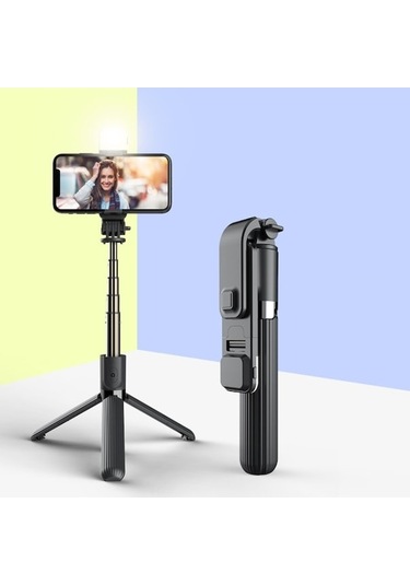 Rogfer L03s Bluetooth Doldurma Işık Tripod Entegre Selfie Sopa Black - Beyaz