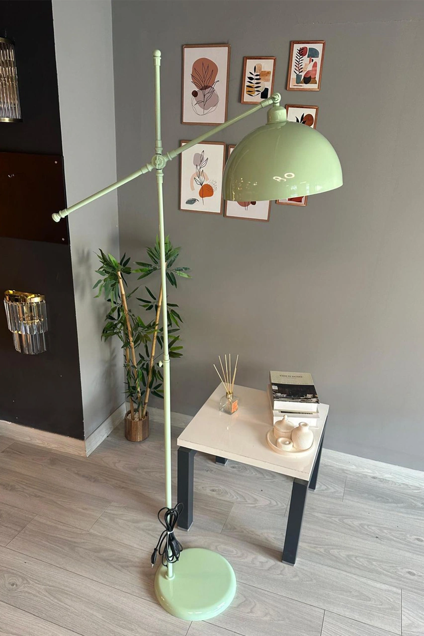 Mint Makas Gövde Lambader Hareketli Başlık Modern Dekoratif Metal Oturma Odası Çalışma Odası Zemin Lambası Su Yeşili