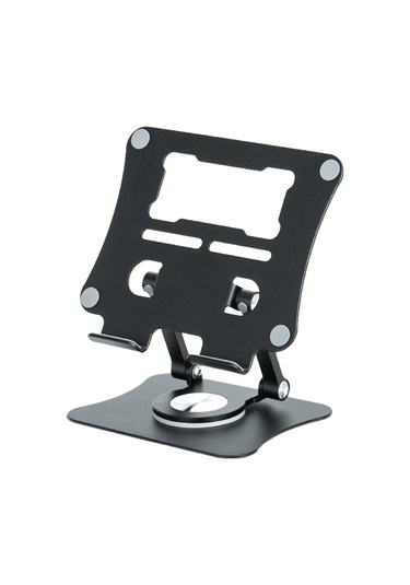 Cbtx G68 Masaüstü Katlanabilir Telefon Tablet Standı Alüminyum Alaşımlı 360 Derece Dönen Tablet Tutucu - Siyah