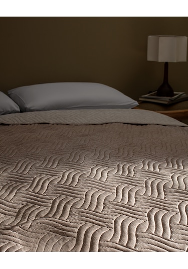 Odette Çift Kişilik Baskılı Yatak Örtüsü 8684427018019 Ekru