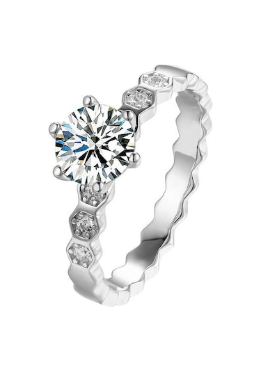 Yeşil Bagueringen Klasik Altı Pençe 1 Karat Mozanit Yüzük Kadın Düğün Takısı S925 Ayar Gümüş Kaplama Pt950 Kore Moda Hediye