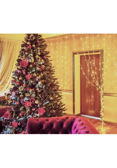 3X2 Metre Perde Led Işık Gün Işığı 8 Fonksiyonlu Eklenebilir Dekoratif Led Işık Yılbaşı Süsü Diğer