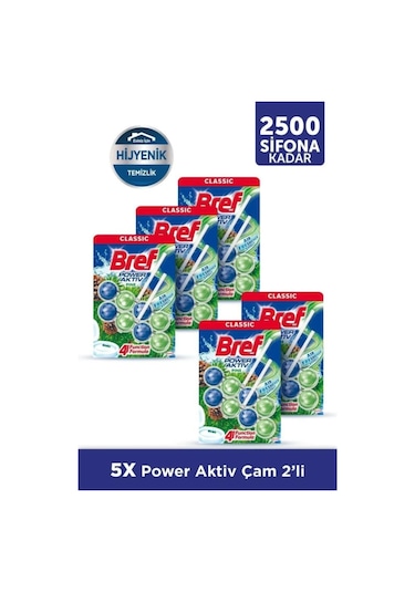Bref Power Aktiv Katı Klozet Blok Çam Kokulu 5 x 2'li