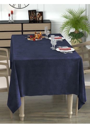 Daily Series Kadife Dokulu Uzay Mavisi Masa Örtüsü Uzay Mavisi