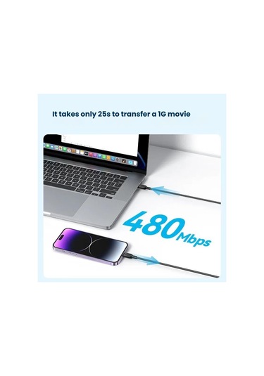 Anker Mfi Type-c - 8 Pin Hızlı Şarj Örgülü Kablo, Renk: 1,8m Siyah