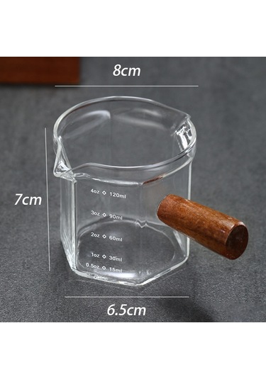 Ahşap Saplı Espresso Ölçü Kabı, Ölçekli Cam Ölçü Kabı, V Şeklinde Ağızlı Espresso Shot Bardağı, Şeffaf Camdan Espresso Aksesuarları