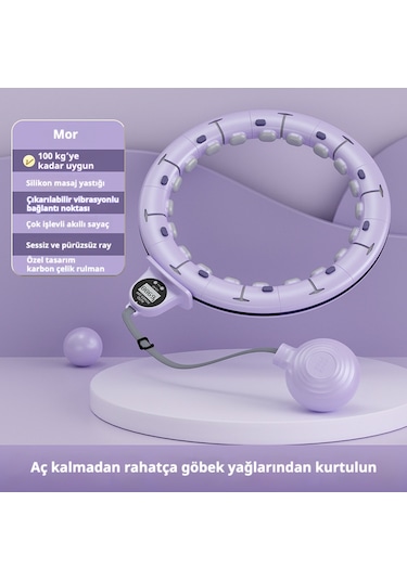 Snapbuy Aklıllı Hulahop, İncelme Destekleyici, Düşmez, Sökülebilir, Sayaçlı, 65 110 Cm Bel Çevresi İçin Mor