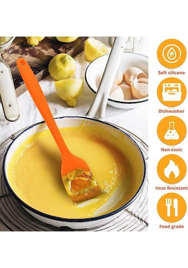 2li Turuncu Silikon Kaşık Spatula Yanmaz Yapışmaz Çizmez 27cm