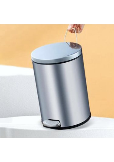 Suntek Yuvarlak Adımlı Çöp Kovası Toz Kutusu Eller Gümüş Gümüş