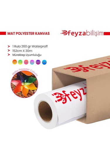 Feyza Bilişim Mat Kanvas 260gr Tuval İç Mekan 152cmx30mt