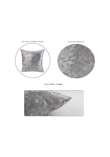 Suntek 60x60cm Kare Kısa Peluş Kadife Atmak Gümüş-grisi