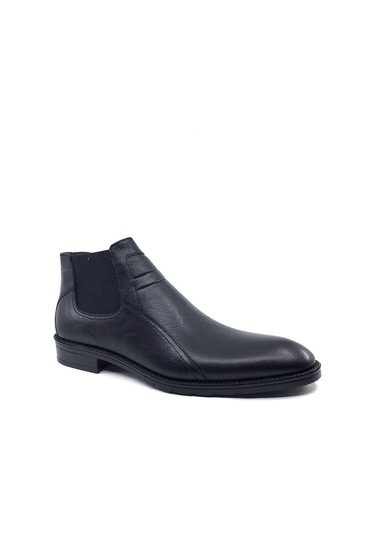 Smart 2023 Siyah İçi Kürklü Hakiki Deri Erkek Klasik Bot Siyah