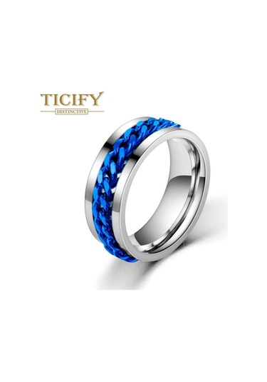 Mavi Titanyum Çelik Zincir Rotor Döndürme Şişe Açma Halkası 11 Mavi