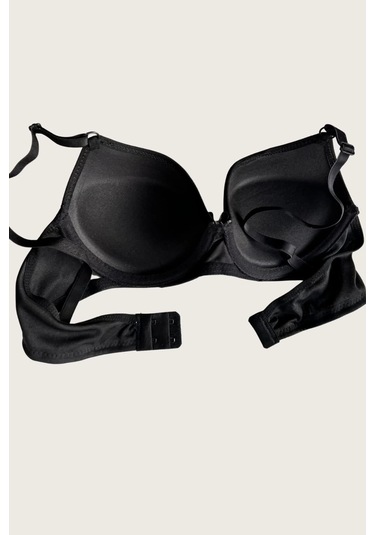 Mikro Kumaş Push Up Dolgulu Balenli Günlük Tek Destekli Sütyen Siyah