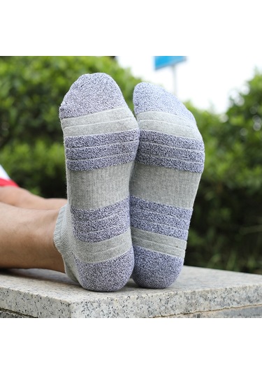 Folinda Hafif Gri L Numara Spor Babetli Bot Çorabı, 6 Çift Paket, Pamuklu Esnek Malzeme Açık Gri