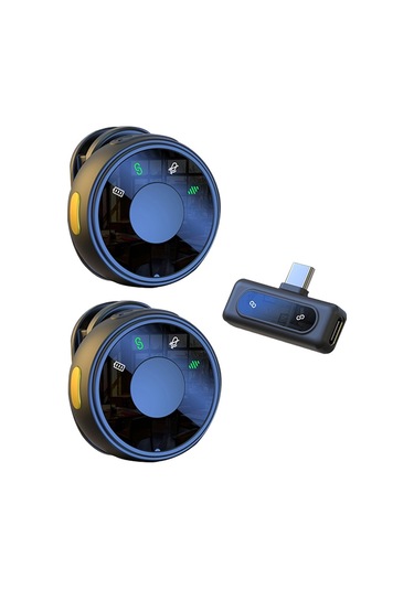 Leezsing Kablosuz Yaka Mikrofonu - 1 Alıcı 2 Mikrofonlu, 30m Menzilli, Gürültü Azaltmalı, Type-c Şarjlı