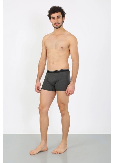Giyim Erkek Pamuk Likralı Boxer Antrasit Antrasit