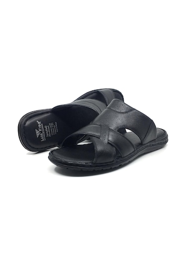 Luis Figo %100 Deri Ortopedik Erkek Günlük Büyük Numara Terlik 39-49 Siyah
