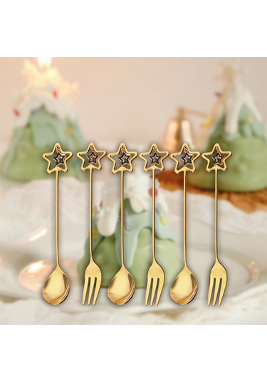 Suntek Magideal 6x Paslanmaz Çelik Kaşık Çatal Yılbaşı Yıldız