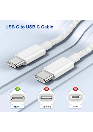 Pd 60w Hızlı Şarj Cihazı 6a Usb C Tipi C Kablo İphone Uyumlu 15/16 Pro Max Hı 1.5m