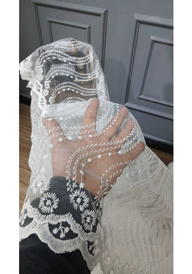 Tül Perde Brode Nakış Yeni Eko Seri Sarmasık Desenli Nakış 3kat Pileli Tül Perde Sarmasık