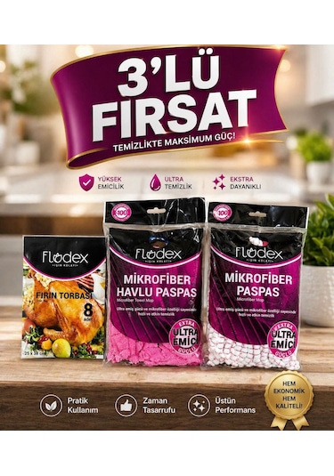 Mikrofiber Havlu Paspas/mikrofiber Paspas/ Fırın Torbası 3,lü Fırsat Açık Pembe
