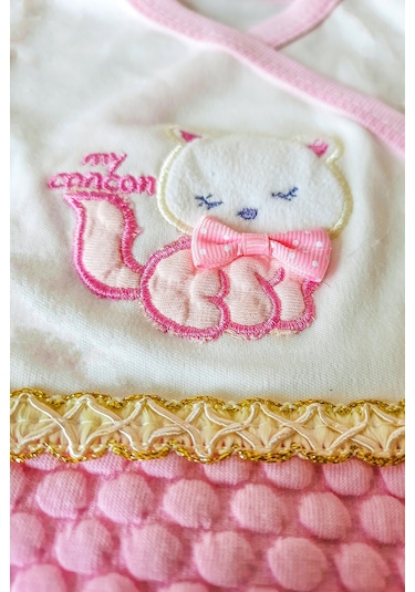 10 Parça Pembe Kedili Hastane Çıkışı Kız Bebek Giyim Pembe