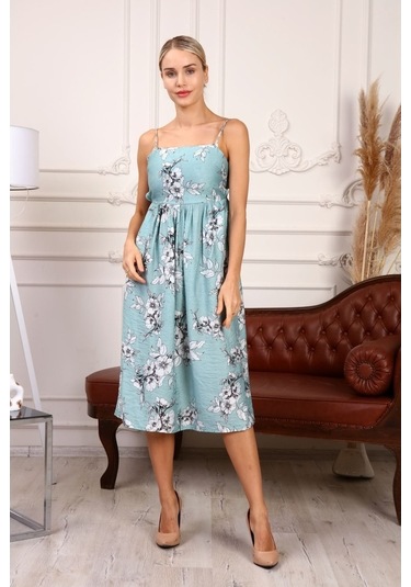 Aymeravm - Sırt Dekolteli Ip Askılı Desenli Kadın Elbise - Kn... (547454546)