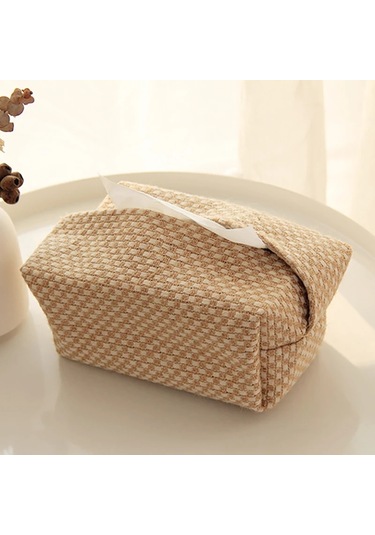 A-nordic Pamuk Keten Kağıt Havlu Kutusu Basit İçbükey Kağıt Çekmece Saklama Çantası Araba Doku Tutucu Ev Yemek Masası Doku Kutusu