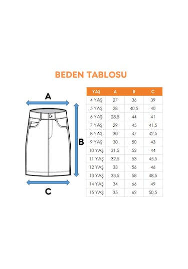 Kız Çocuk Yan Cepli Kot Etek 2954 Açık Mavi