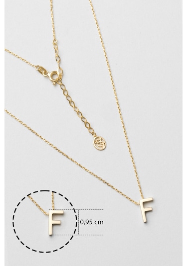 My Story F Harfi 18 Ayar Sarı Altın Kaplama 45 Cm Gümüş Kolye Gold - Gümüş