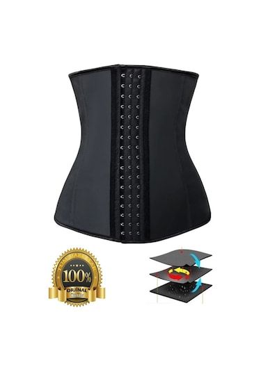 Askısız Latex Extra Sıkı Göbek Korsesi Bel Eğitmeni Siyah