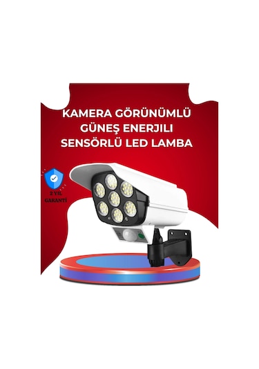 Buğz Uzaktan Kumandalı Güneş Enerjili Led Güvenlik Lambası Kamera Tipi Hareket Sensörlü