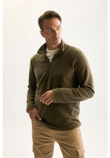 DeFacto Haki Tüylenme Yapmayan Soğuk Geçirmez Regular Fit Dik Yaka Fermuarlı Polar Sweatshirt Y3996AZNSKH469 DeFacto Haki Tüylenme Yapmayan Soğuk Geçirmez Regular Fit Dik Yaka Fermuarlı Polar Sweatshirt Y3996AZNSKH469