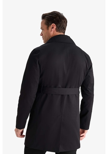 Defacto Slim Fit Dar Kesim Kemerli Düğmeli Trençkot D5528ax25aubk27 Siyah