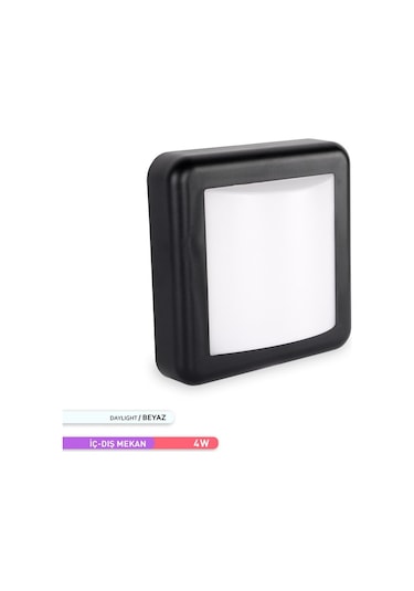 ACK 4W LED Duvar Apliği 6500K Beyaz Işık Siyah Kasa Dekoratif Duv Siyah