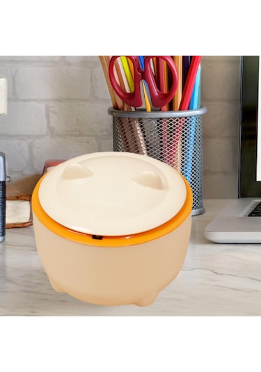 Suntek Masaüstü Çöp Tenekesi Sepeti Mini Kova Tezgah Ofis Turuncu