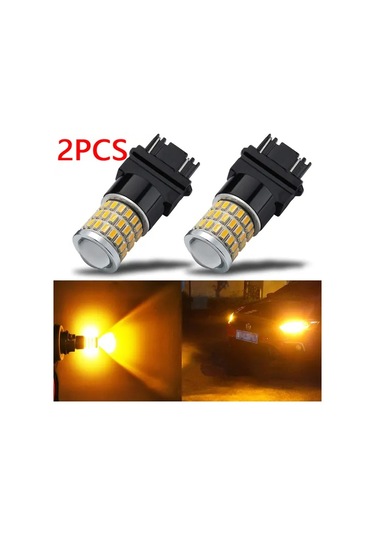 Fochsia 2pcs-氙气白 2 Adet Led Oto Lamba 3157 4157 3057 3156 54smd 3014 Ve 3smd 3030 Beyaz Kırmızı Turuncu Araç Dekorasyonu