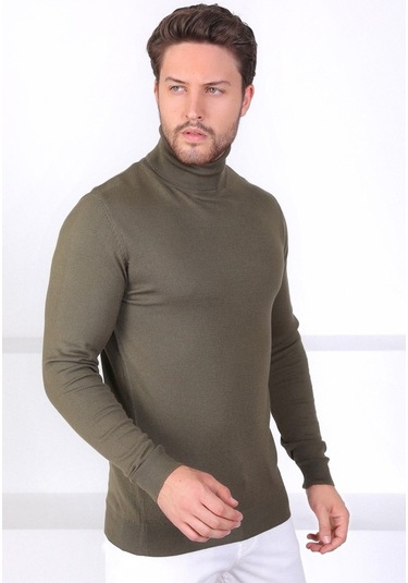 Ferraro K.Haki Balıkçı Yaka Pamuk Kazak Haki