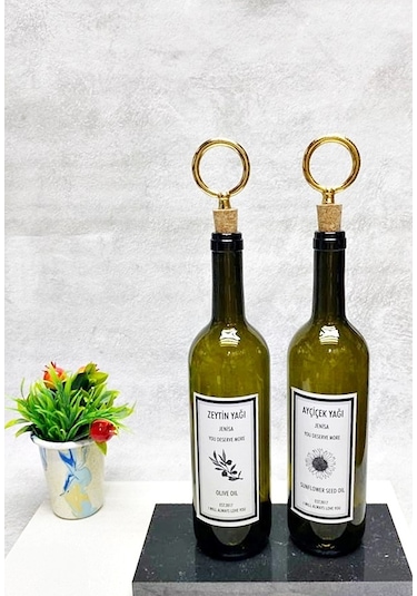 Altın Halka Mantar Tıpalı 750ml Yeşil Şişe Etiketli Yağlık Yağdan