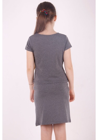 Toontoy Kız Çocuk Yıldız Baskılı Etekli Takım Antrasit Melanj