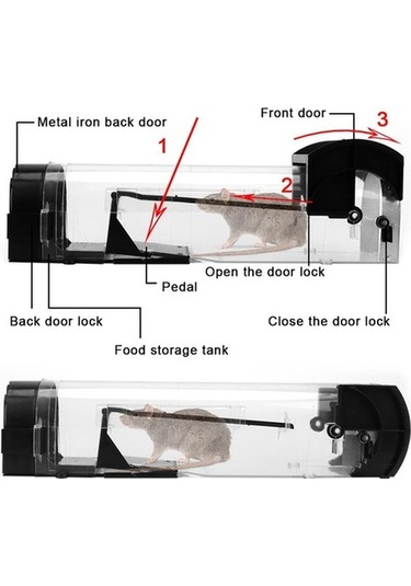 Novahub Yeniden Kullanılabilir Şeffaf Fare Kapanı, Güvenli Bahçe/firma Fare Yakalayıcı, Kendinden Kilitlemeli, Plastik, Akıllı Design