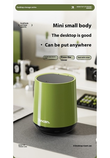 Pazly--masaüstü Çöp Pres Tipi Yatak Odası Oturma Odası Muhtelif Saklama Kutusu Çok Fonksiyonlu Masa Ev Kapaklı Çöp Kutusu