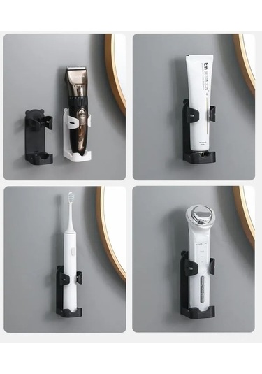 Ulzyvf Banyo Askılığı - Diş Fırçası Ve Tıraş Makinesi İçin Pratik Duvar Beyaz-siyah Siyah