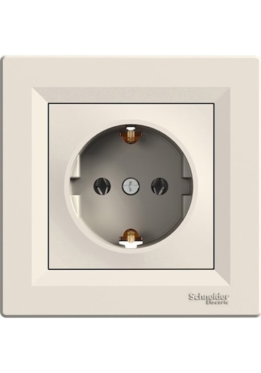 Schneider Asfora Krem Sıva Altı Topraklı Priz Çerceveli N11539