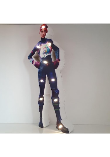 Led Fortnite Brite Bomber Karakteri Led Işıklı Pano Biblo Ahşap Masa Dekor Mavi