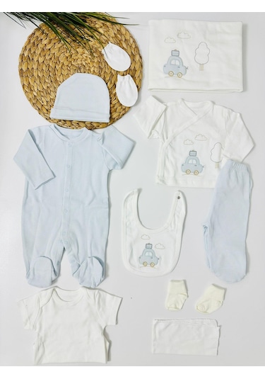 Car Kaşkorse Organik 10 Lu Hastane Çıkışı Set - Mavi Mavi