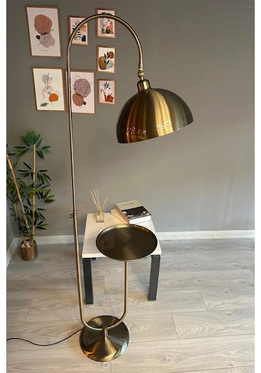 Dimmerli Işığı Ayarlanabilen Işığı Artırılıp Azaltılabilen Eskitme Tepsili Hareketli Başlık Metal Lambader Eskitme