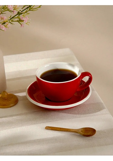 Magistro Çay Ve Kahve İçin Hediyelik 200 Ml Bardak, Tabaklı. 237641966 Kırmızı